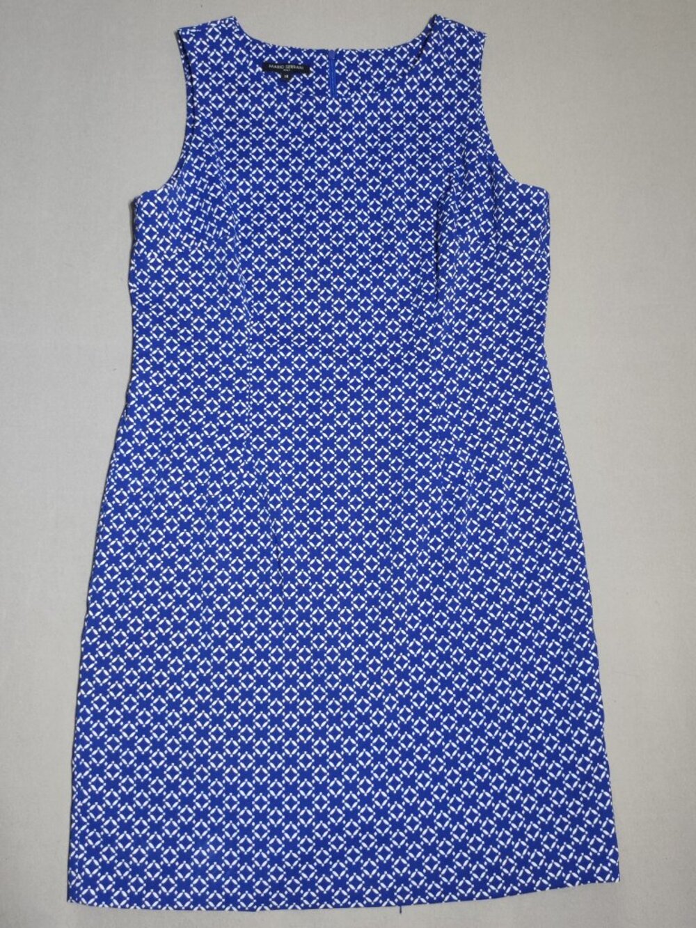 Mario Serrani Italy midi dress women's size 14 blue colour with white pattern